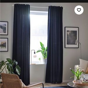 IKEA 4 pieces total - long velvet blue curtains ( 8.2 ft x 4.5 ft per piece)